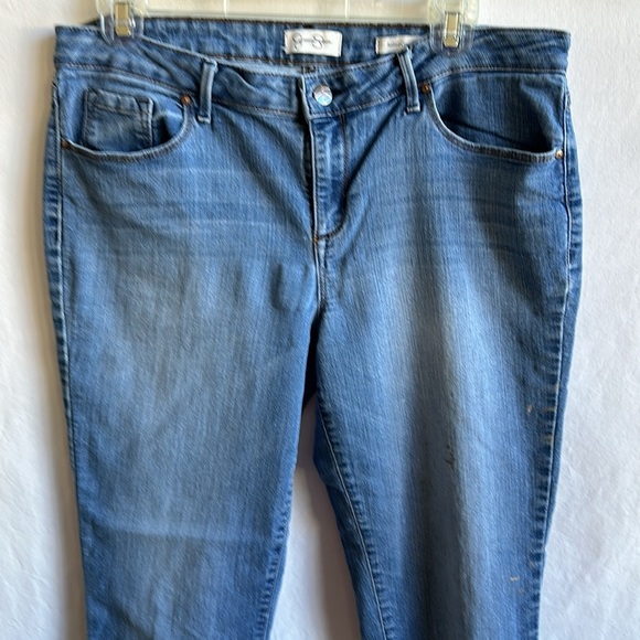 Jessica Simpson rolled crop skinny blue jeans, size 14/32 - Picture 2 of 15